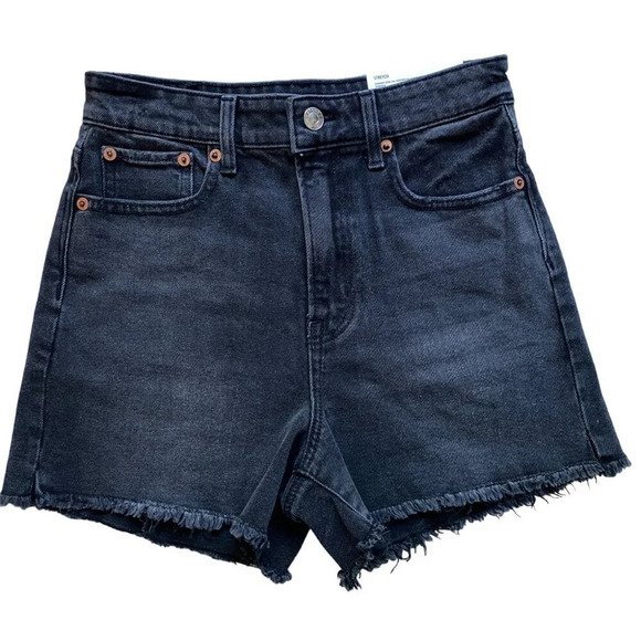NTW American Eagle Highest Rise 90s Boyfriend Jean Shorts Washed Black Size 0 25 - Picture 1 of 6